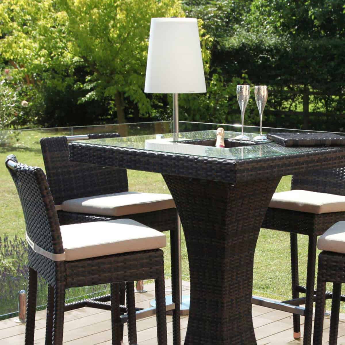 4 Seat Square Bar Set with Ice Bucket #colour_brown
