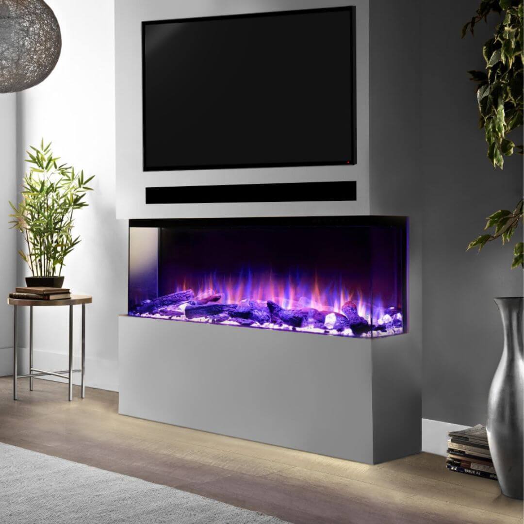 1500 panoramic electric fireplace. media wall
