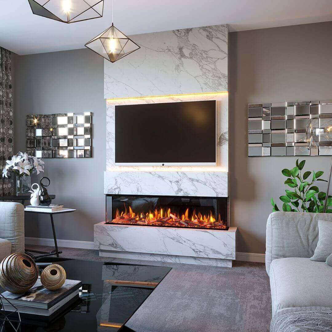 1500 panoramic electric fireplace. media wall