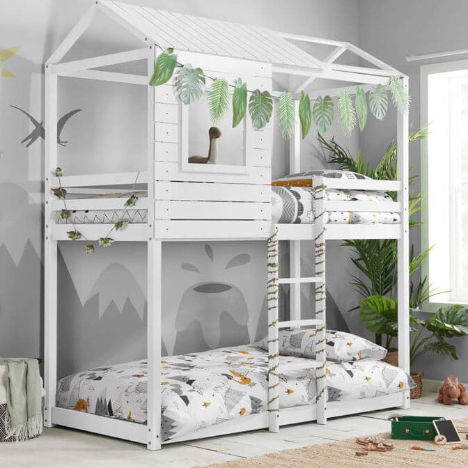 Kids Tree House White Bunk Bed