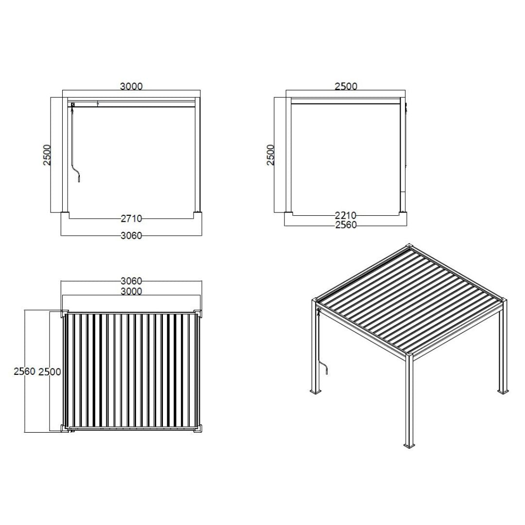 Hemera Deluxe Aluminium Pergola - 2.5m x 3m in Light Oak