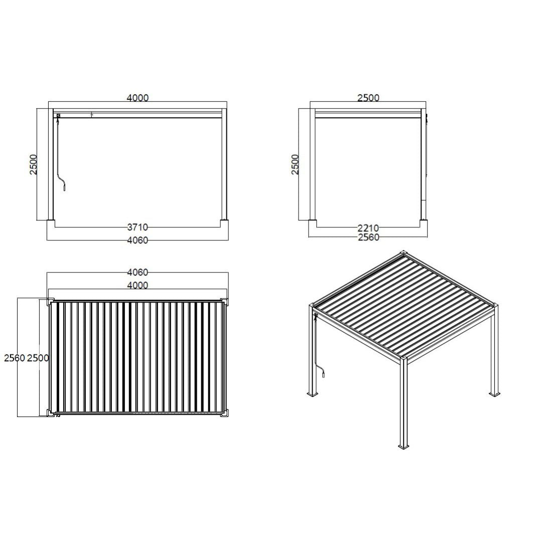 Hemera Deluxe Aluminium Pergola - 2.5m x 4m in Grey