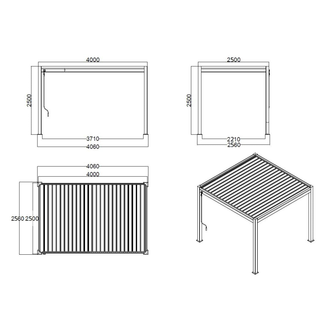Hemera Deluxe Aluminium Pergola - 2.5m x 4m in Light Oak