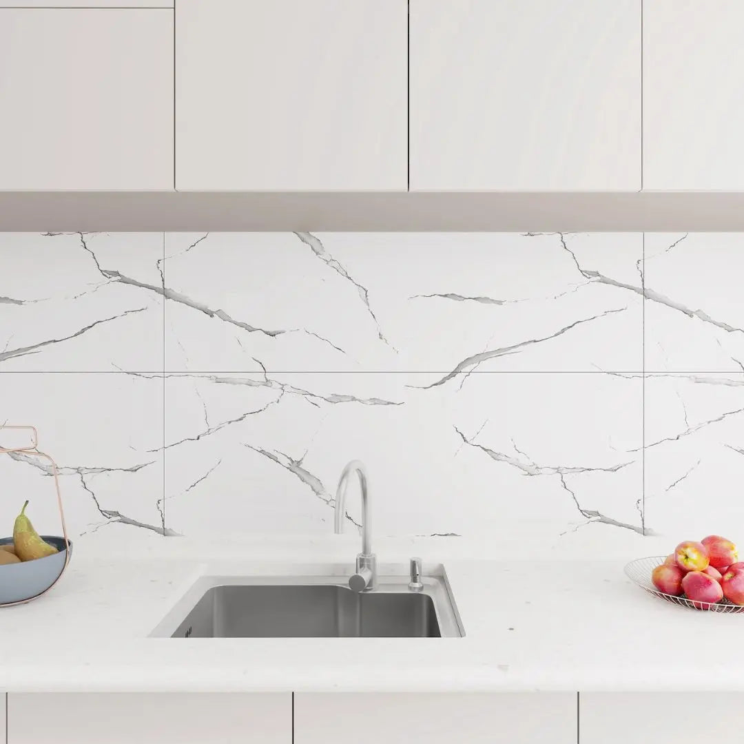 Carrara White Marble Effect Self Adhesive Wall Panel