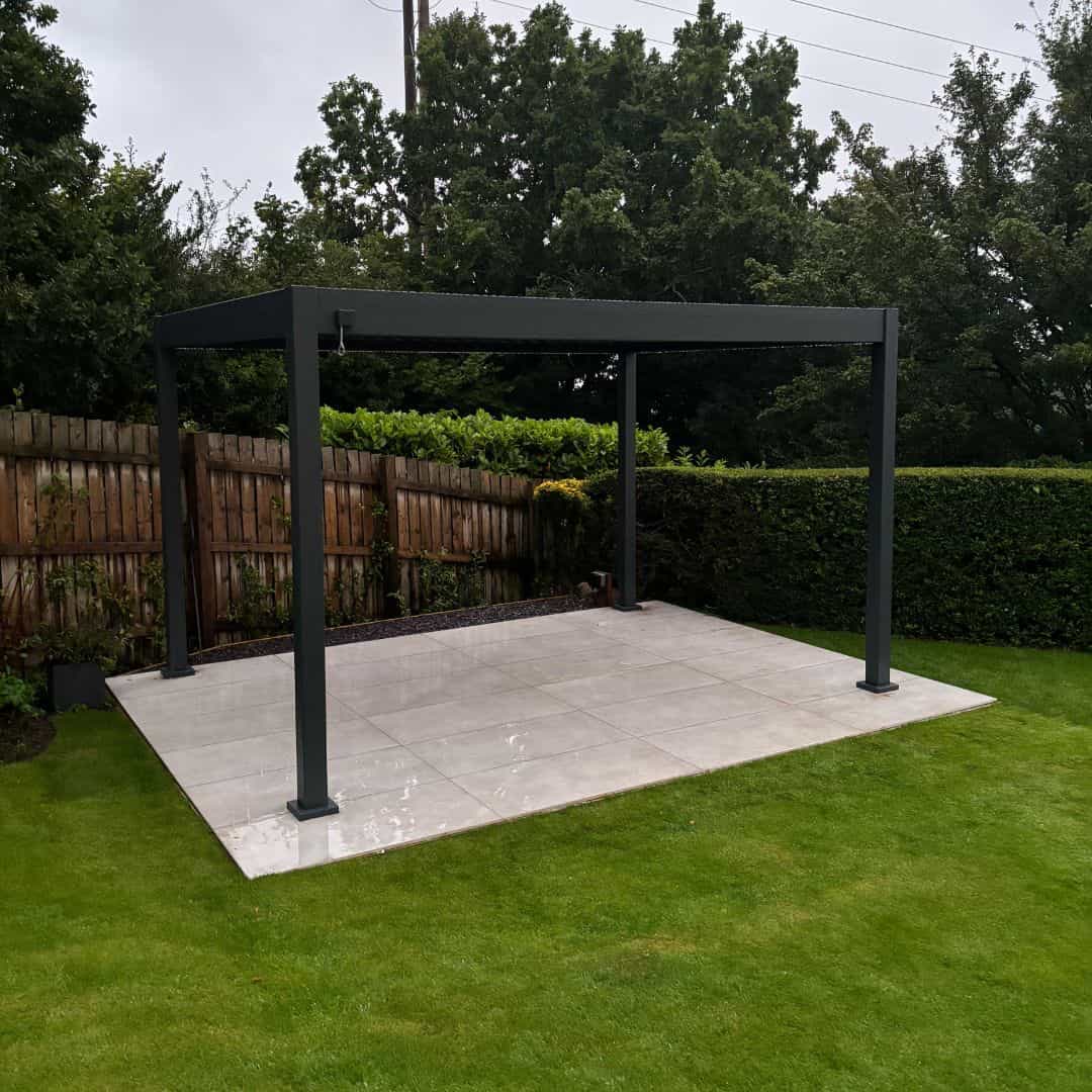 4m x 3m grey aluminium pergola with louvred roof