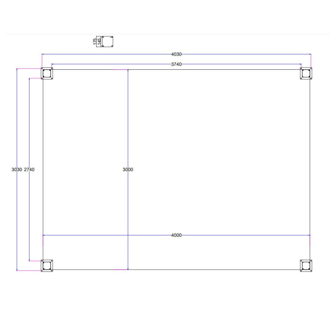 line drawing for 3x4 aluminium pergola