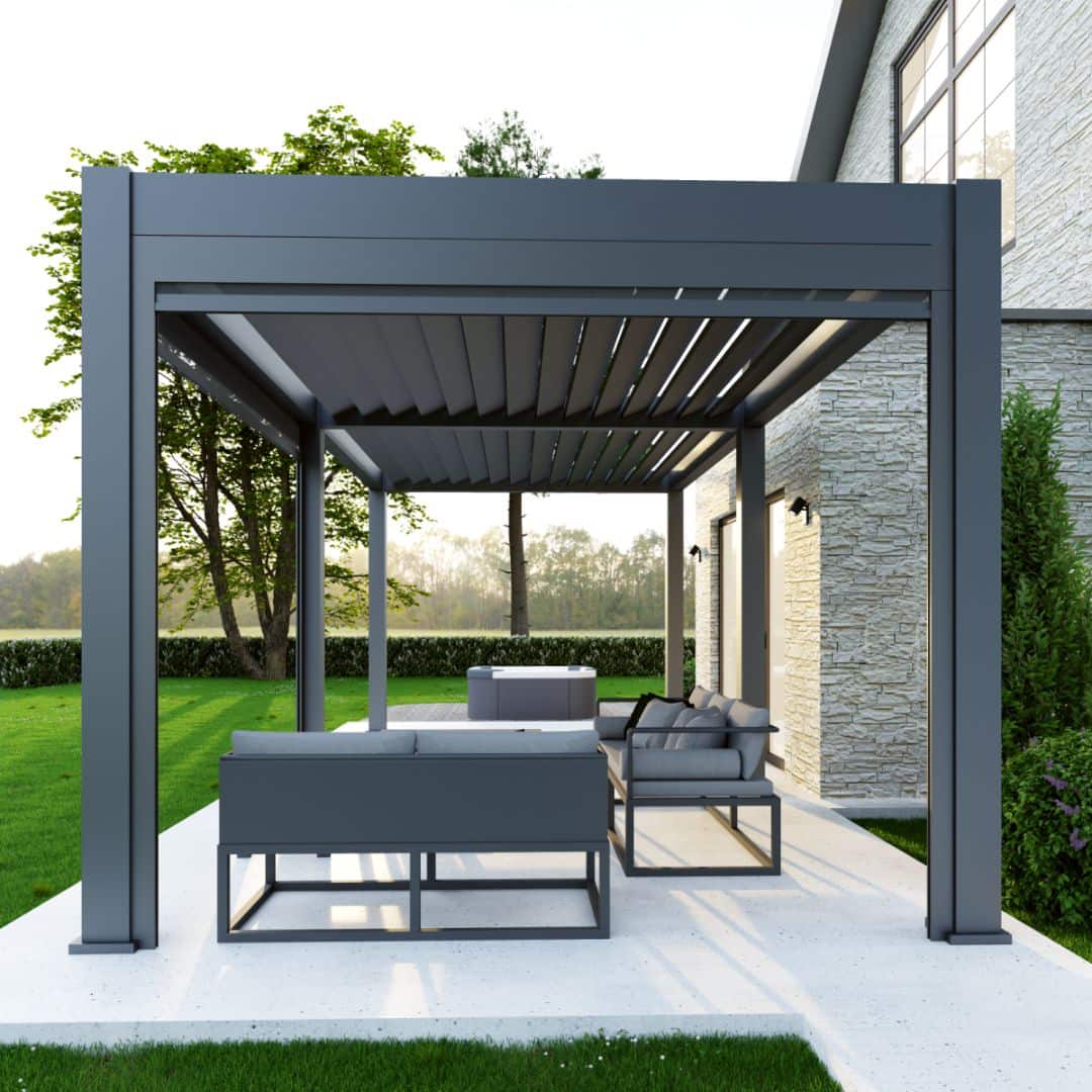 3x6 anthracite grey aluminium pergola