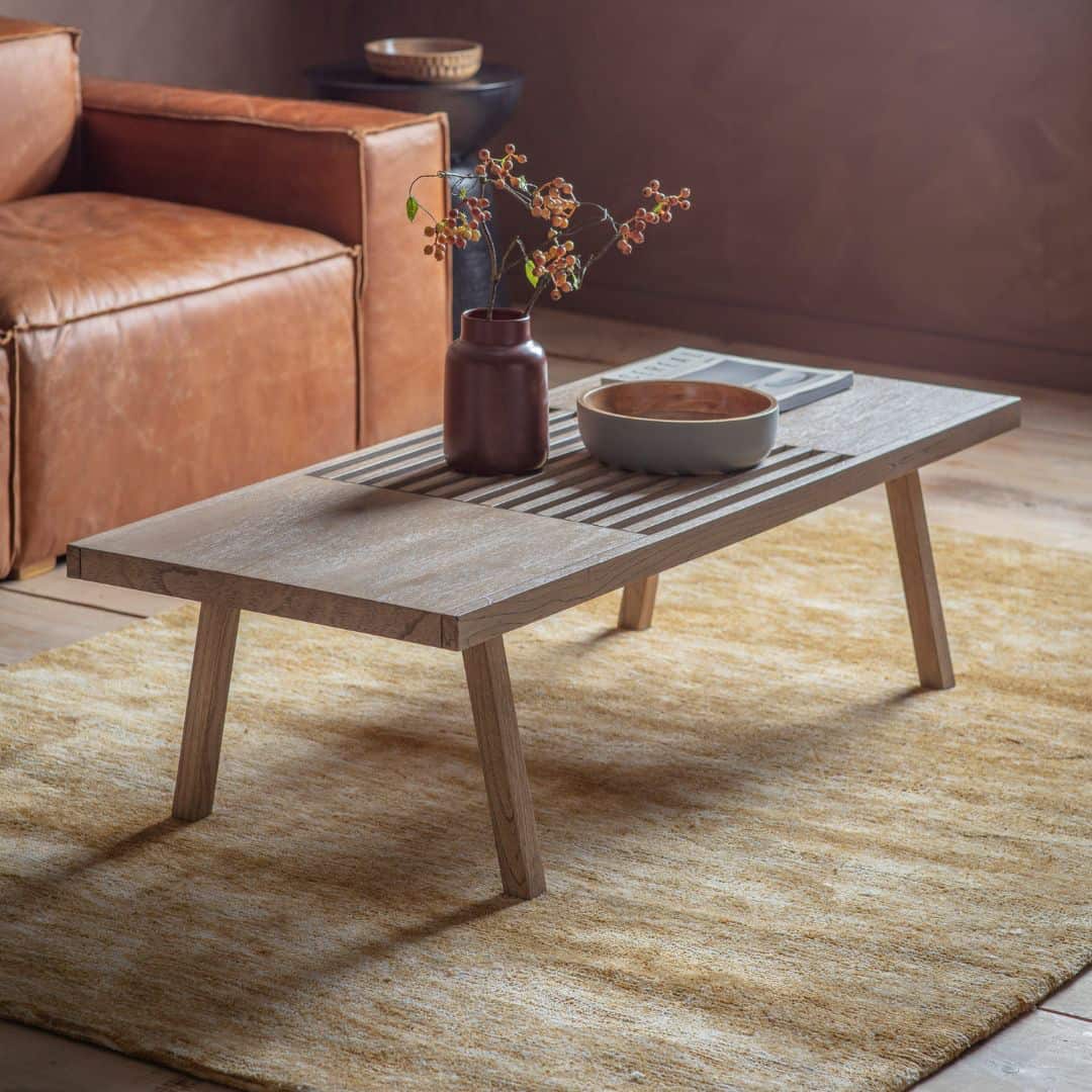 Lola Cedar Rectangular Slatted Coffee Table