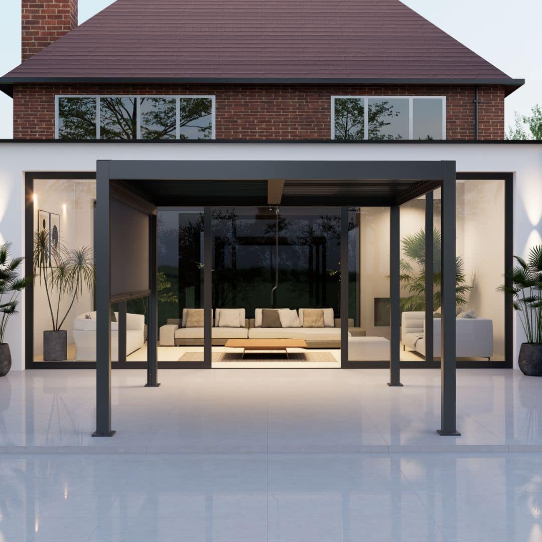 3m x 3m Anthracite Grey Manual Louvred Roof Pergola