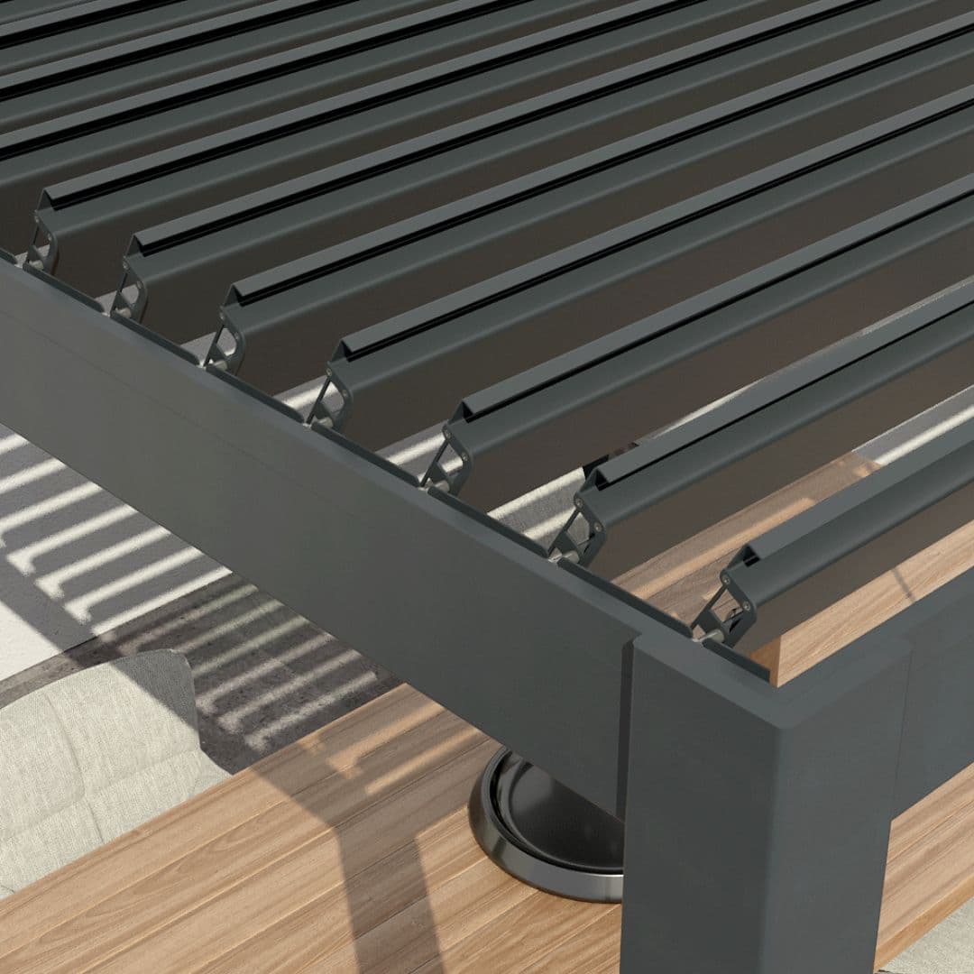 Linea 3m x 3m Aluminium Pergola with 3 Privacy Screens and LED Lighting