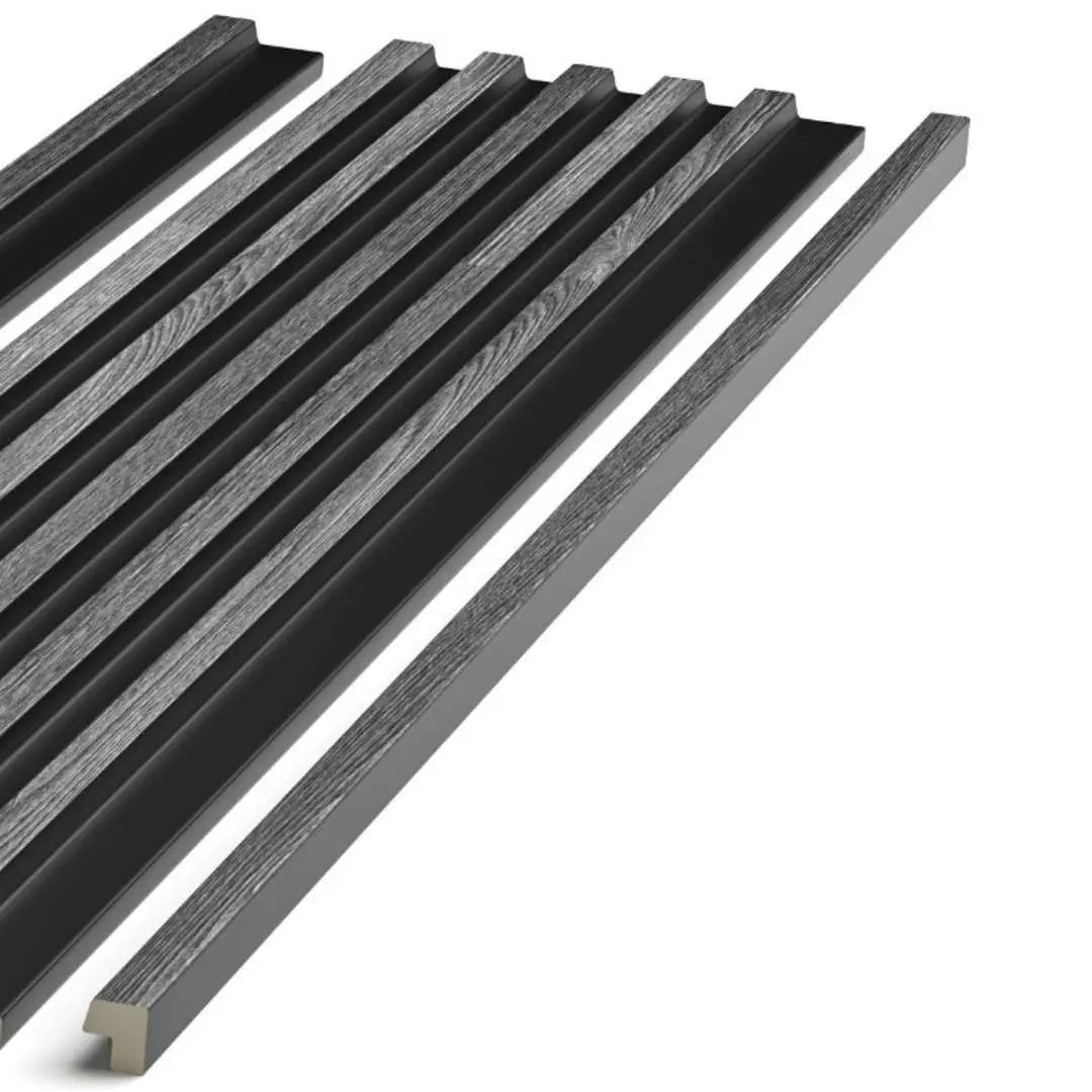 Palm Grey Oak and Black End Cap (Groove)