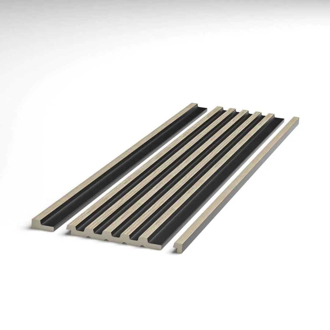 Palm Light Oak and Black End Cap (Groove)