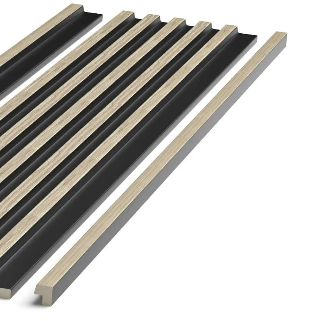 Palm Light Oak and Black End Cap (Groove)