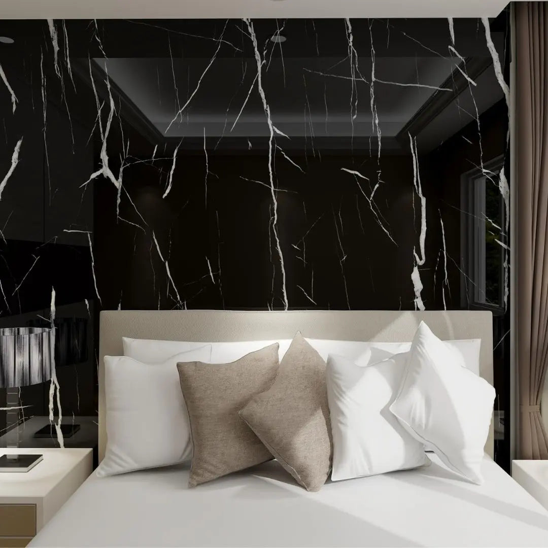 Nero Marquina Marble Effect Self Adhesive Wall Panel