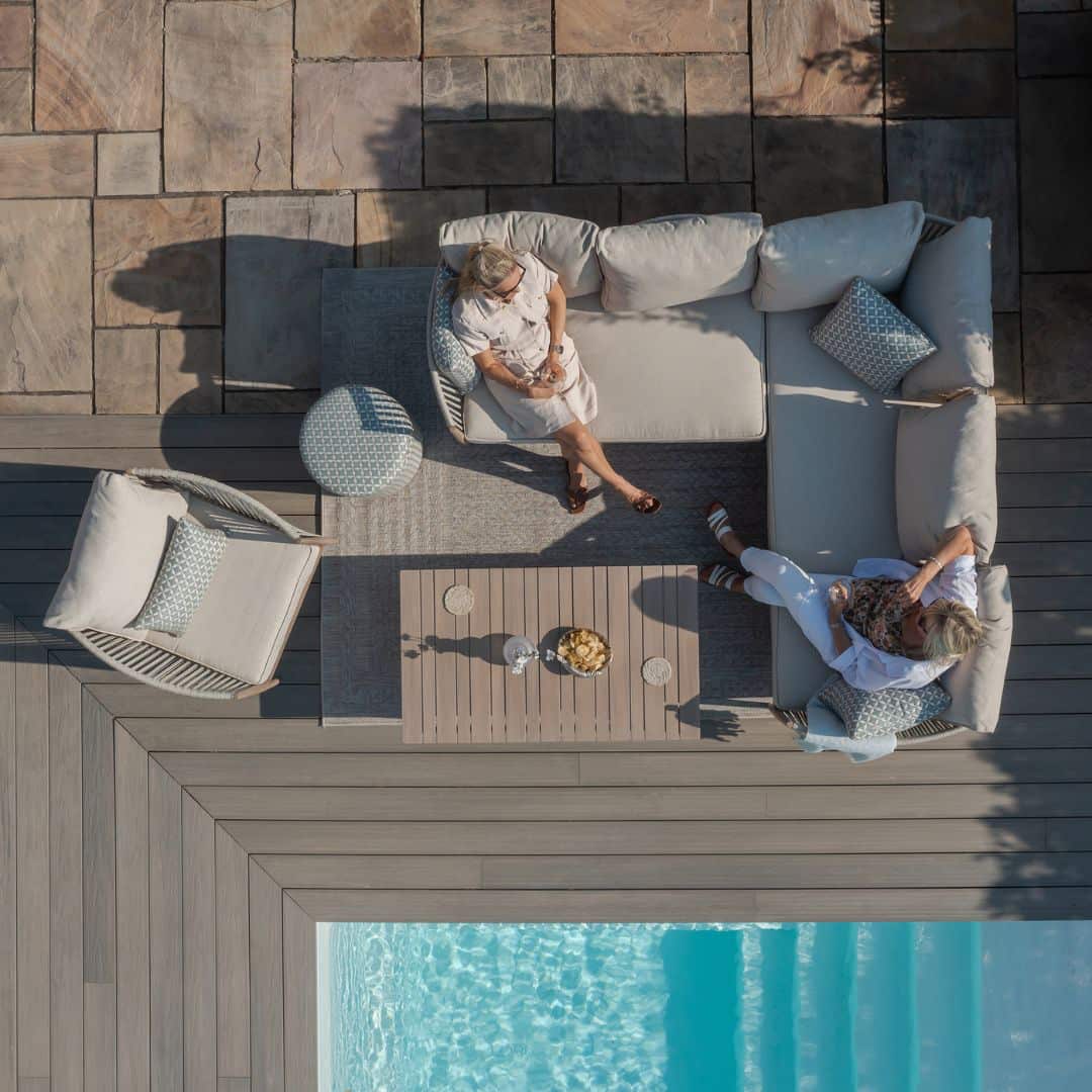 natural linen rope weave corner sofa set with single chair and wood effect aluminium frame