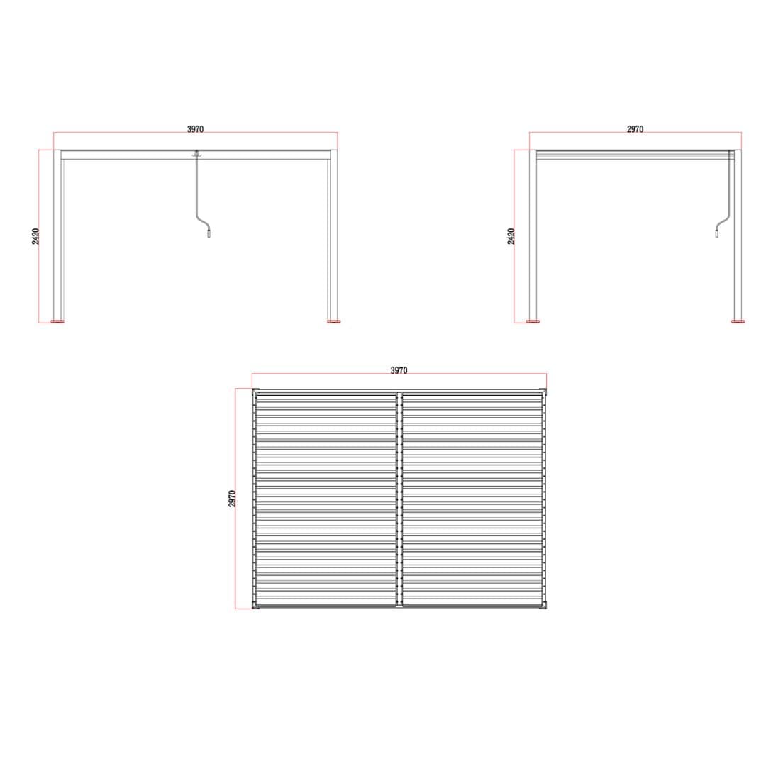 dimension footprint of 3m x 4m pergola 