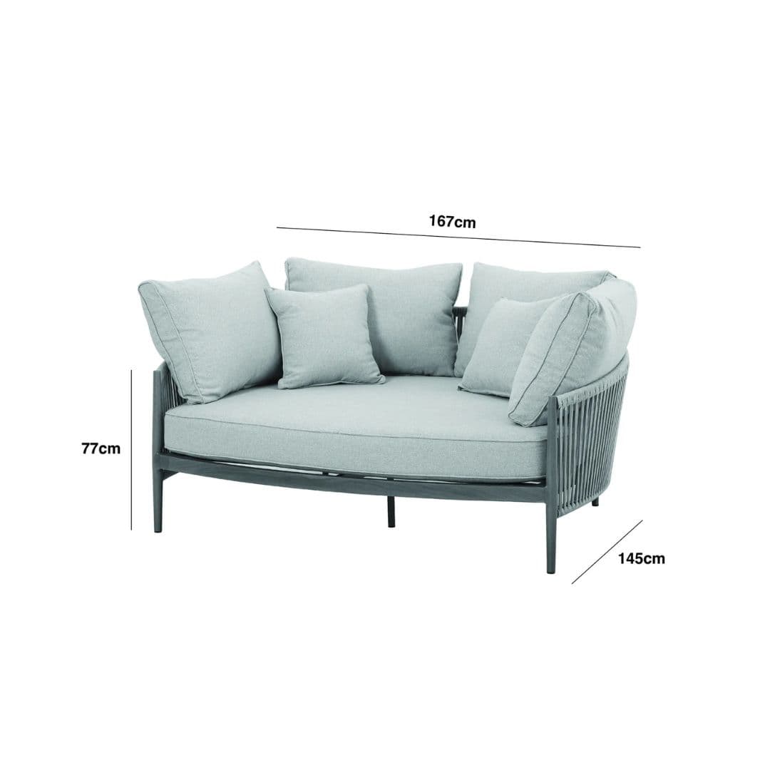 dimension footprint of a rope weave outdoor day bed