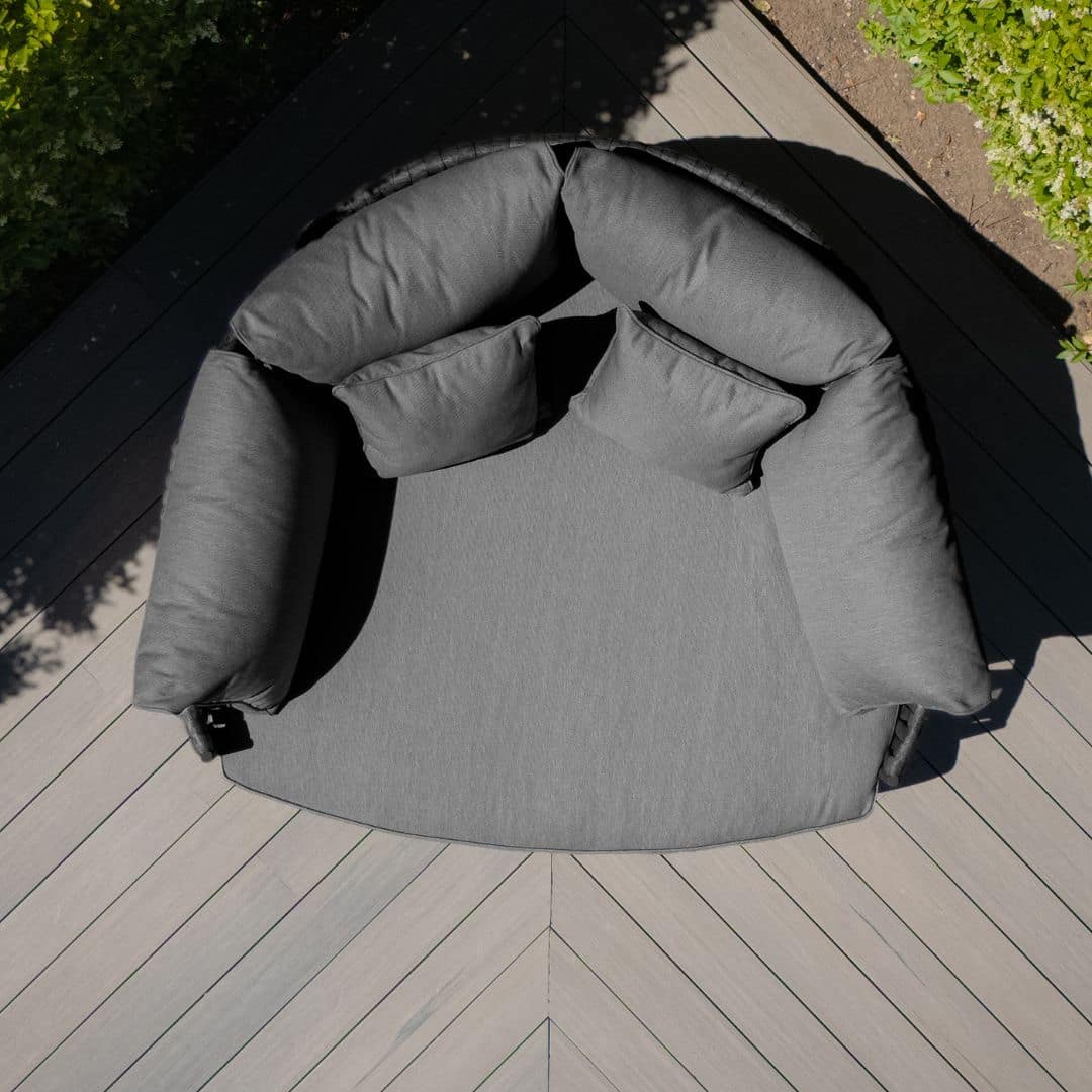 Mid Grey Rope Weave Fabric and Charcoal Frame Daybed #colour_mid grey and charcoal