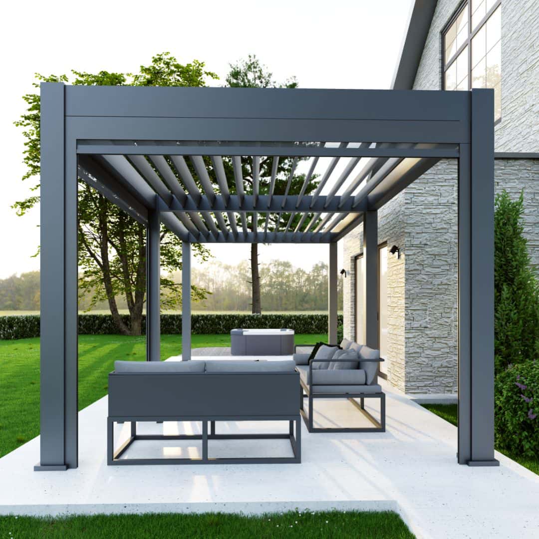 3x6 anthracite grey aluminium pergola