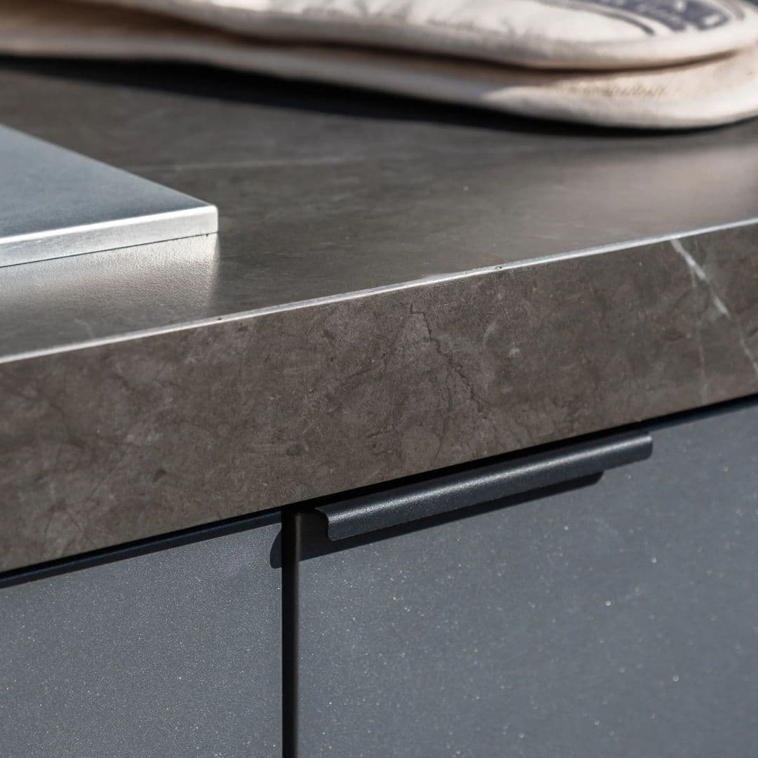Grey Outdoor Kitchen Unit with Aluminised Steel Cabinets and a 4-Burner BBQ