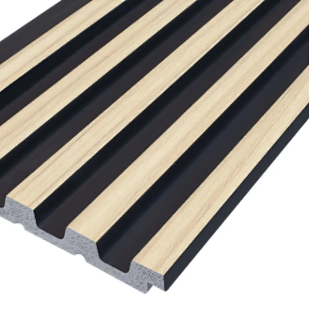 Palm Light Oak and Black Waterproof Wall Panel