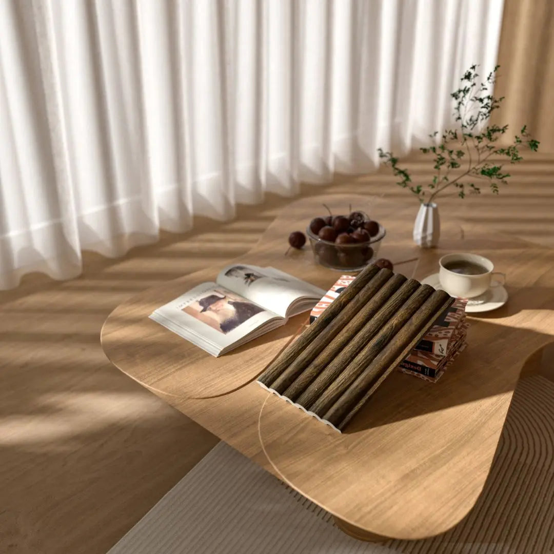 Arc Reeded Warm Oak Waterproof Wall Panel