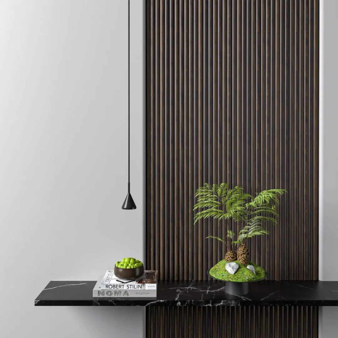 Arc Reeded Warm Oak Waterproof Wall Panel