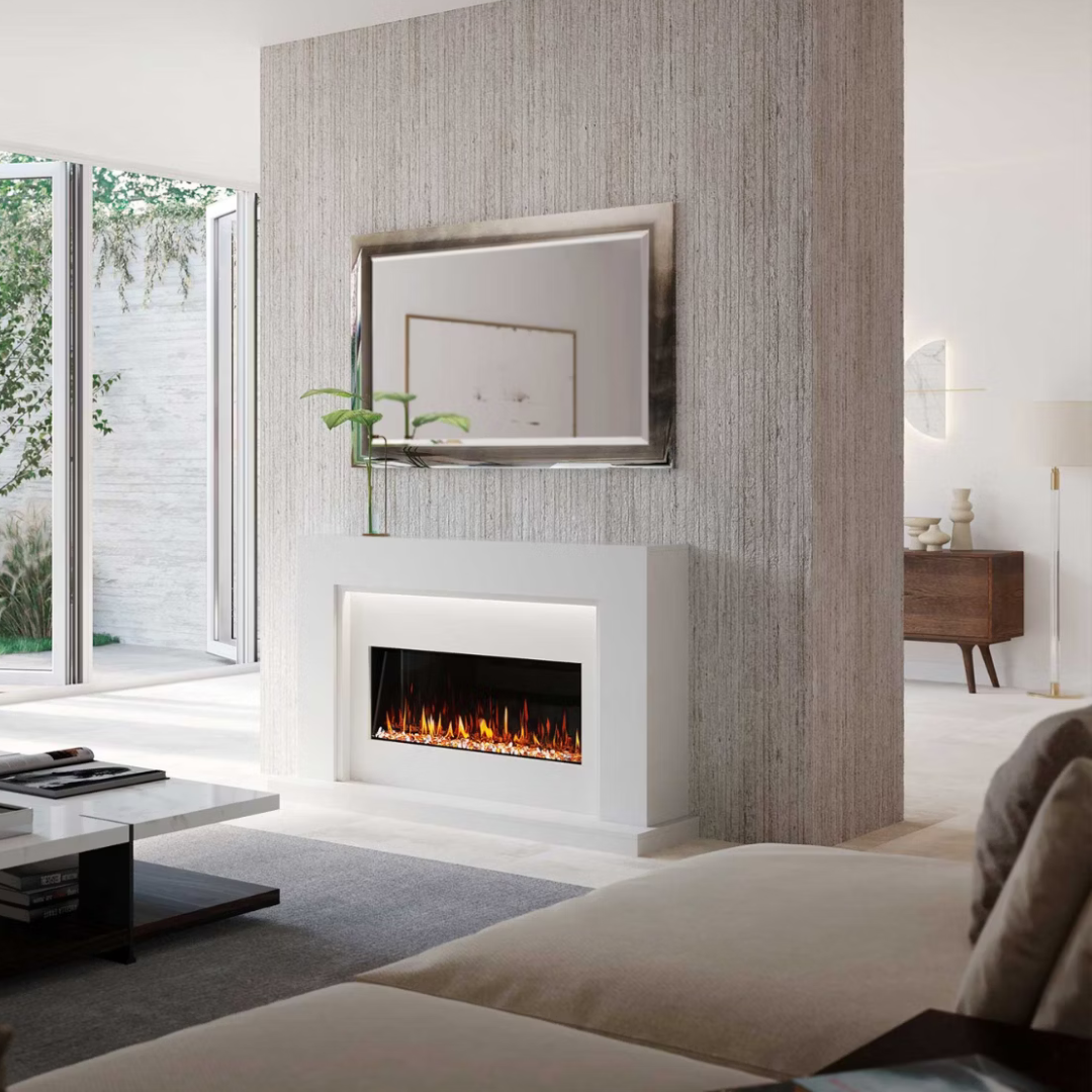 #color_polar white,  #size_890, electric marble fireplace suite