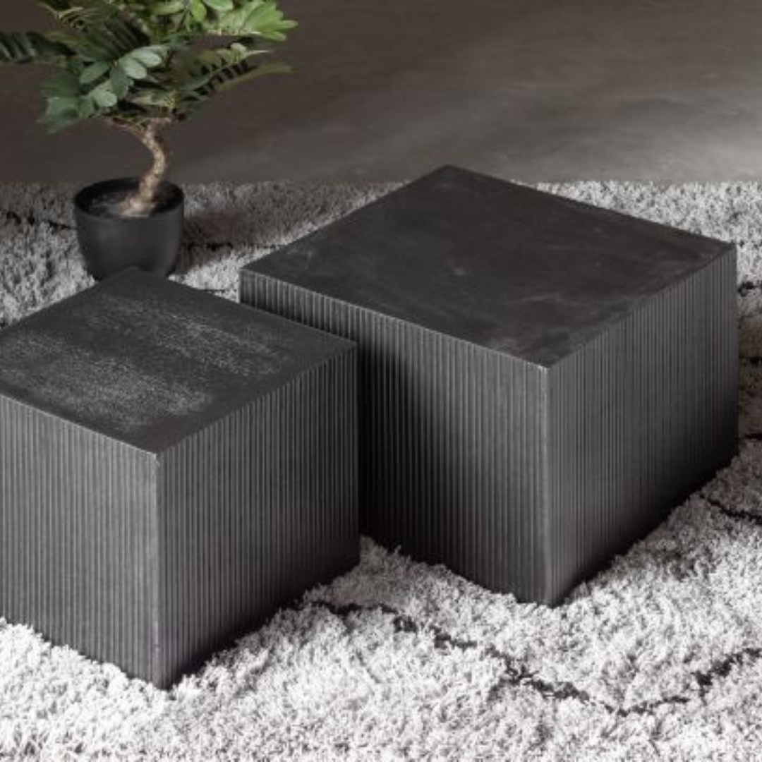 Black cube end table deals