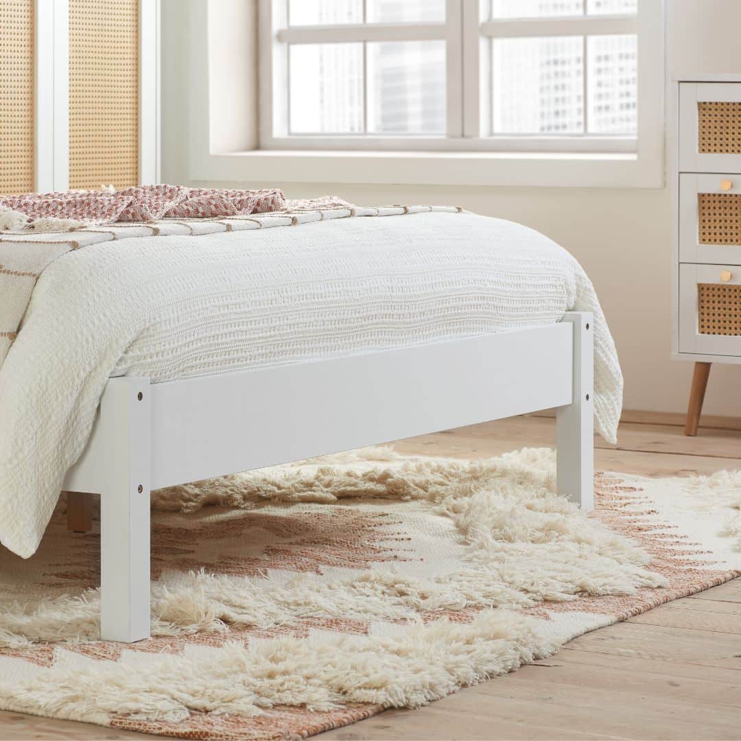 White Rattan Bed Frame