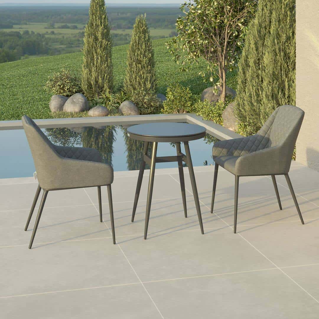 2 seat bistro set with round table and grey fabric chairs #colour_flanelle