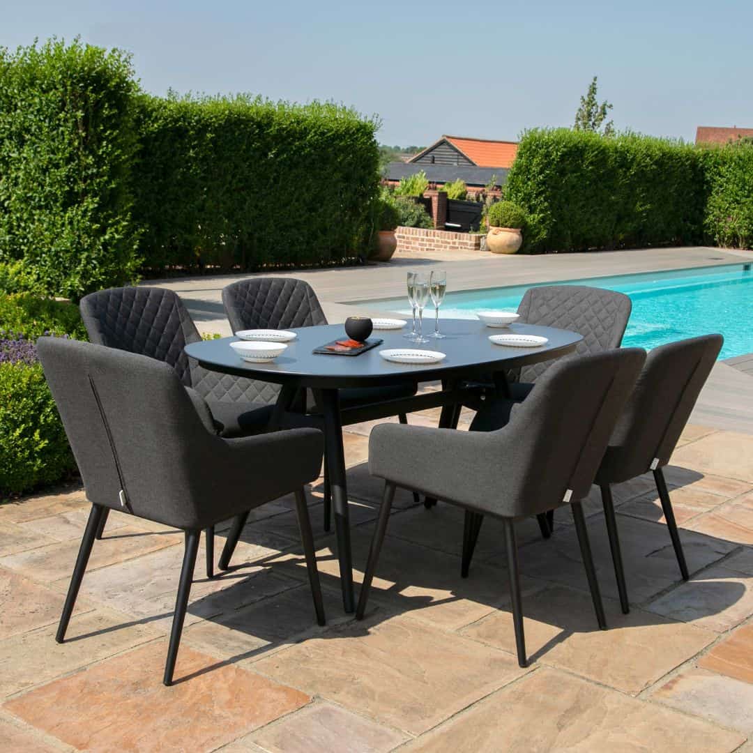 6 seat oval dining set with charcoal fabric dining chairs #colour_charcoal