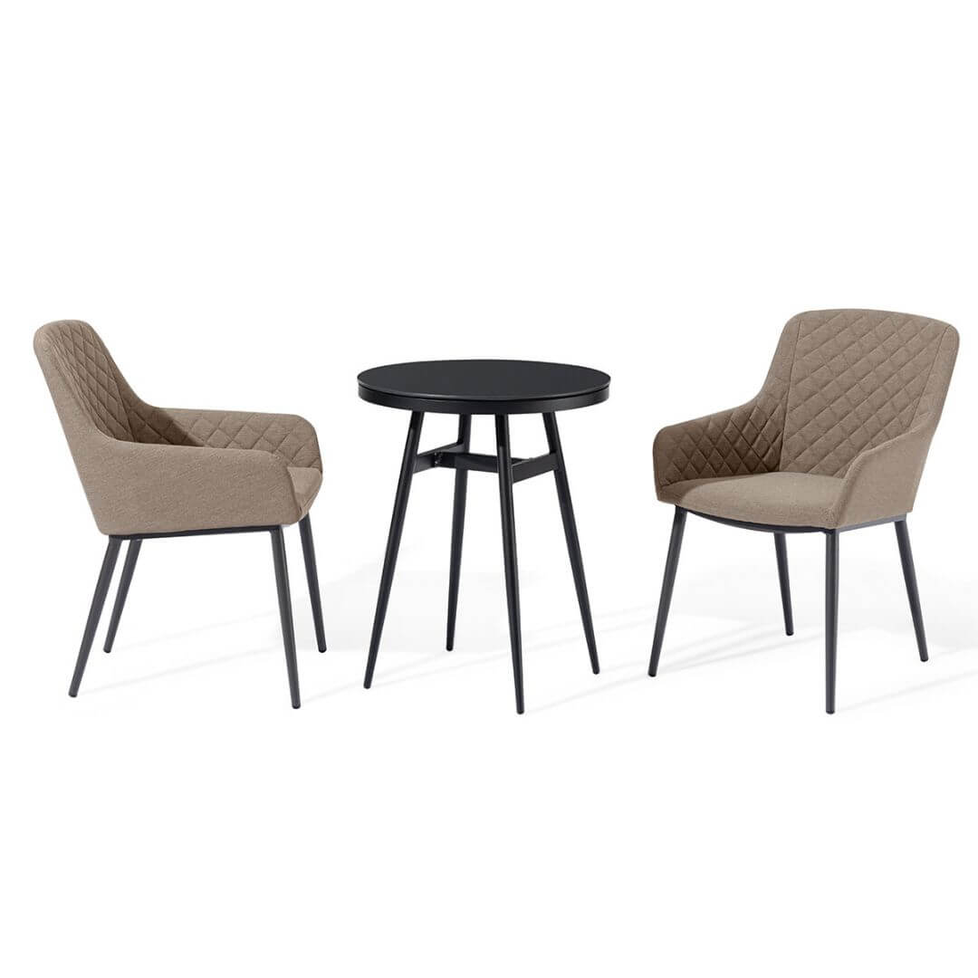 2 seat bistro set with round table and taupe fabric chairs #colour_taupe