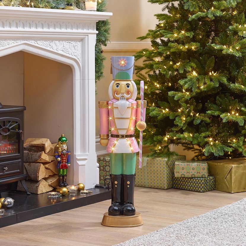 3ft Pink Christmas Nutcracker with Cane