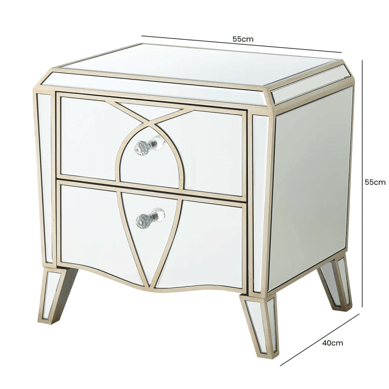 Champagne mirrored side table deals