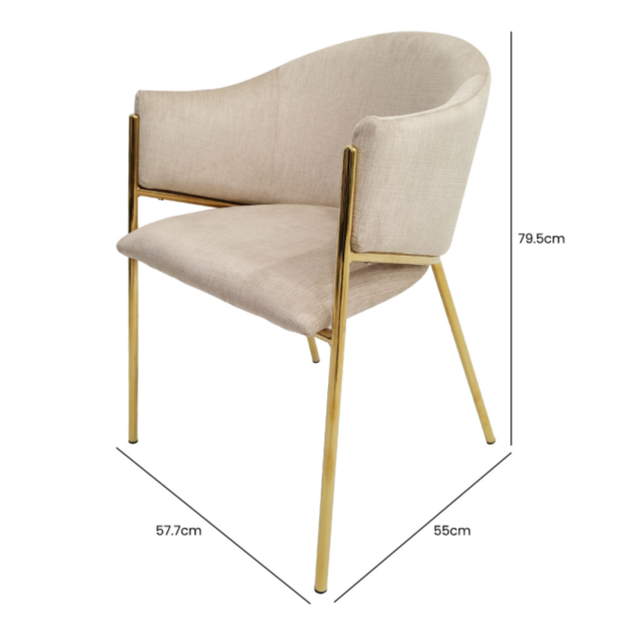 Beige Velvet Chair with Gold Legs