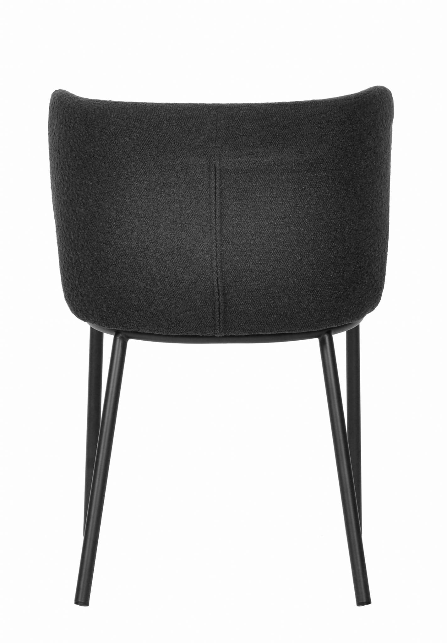 Set of 2 Dark Grey Dining Chairs with Black Metal Legs