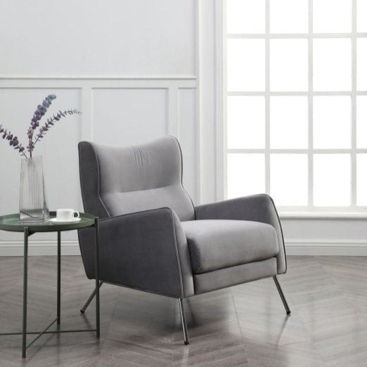 Grey Velvet Arm Chair