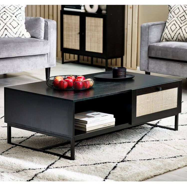black rattan coffee table