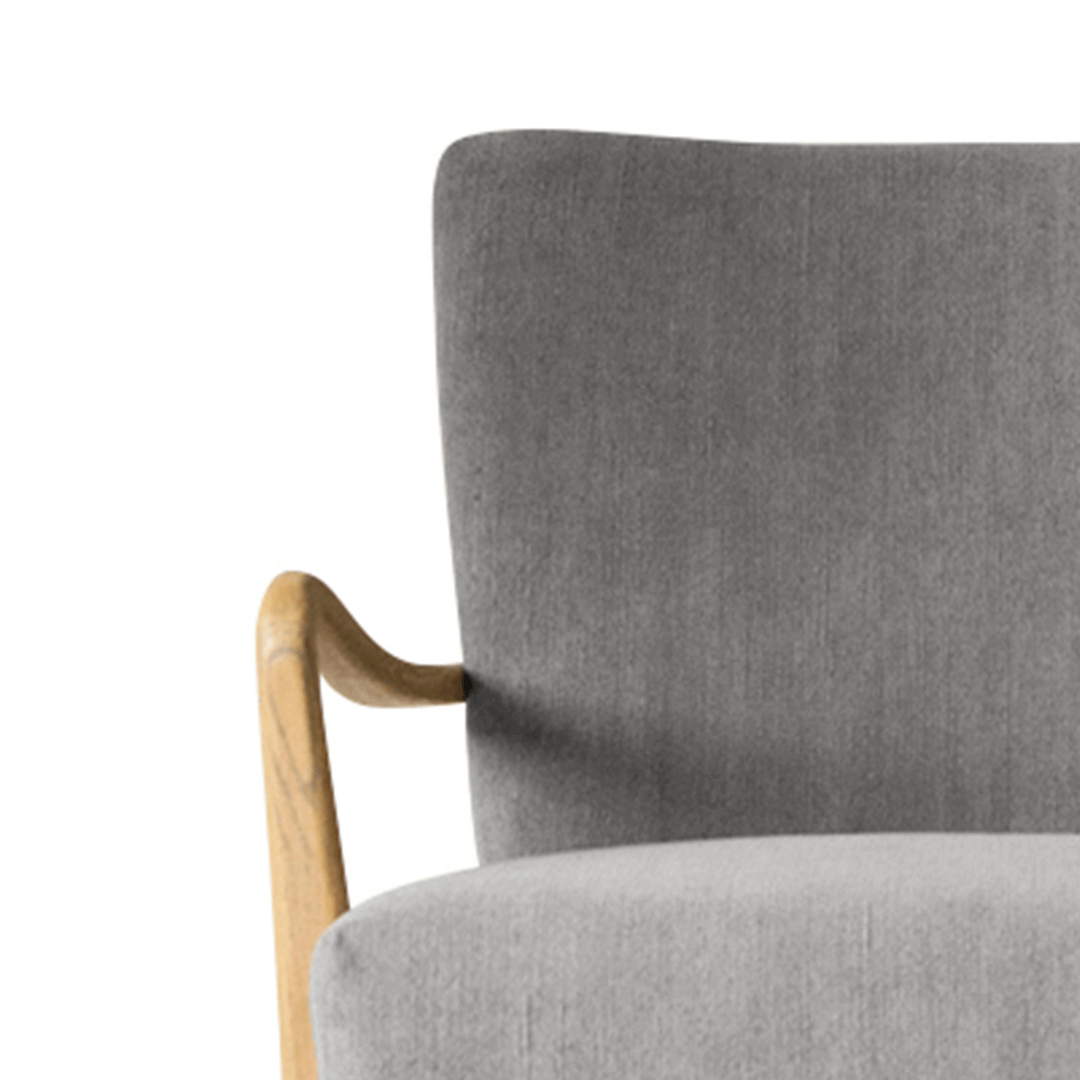 Toronto Oak Curved Grey Armchair