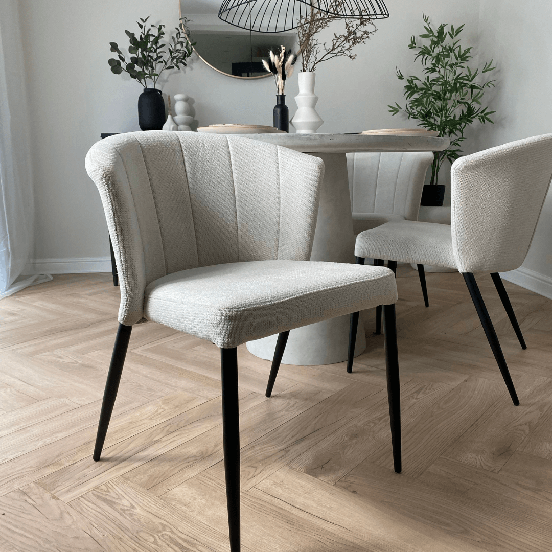 White Rees Dining Chairs (x4)
