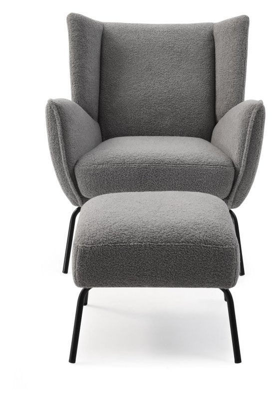 Grey Accent Chair & Stool