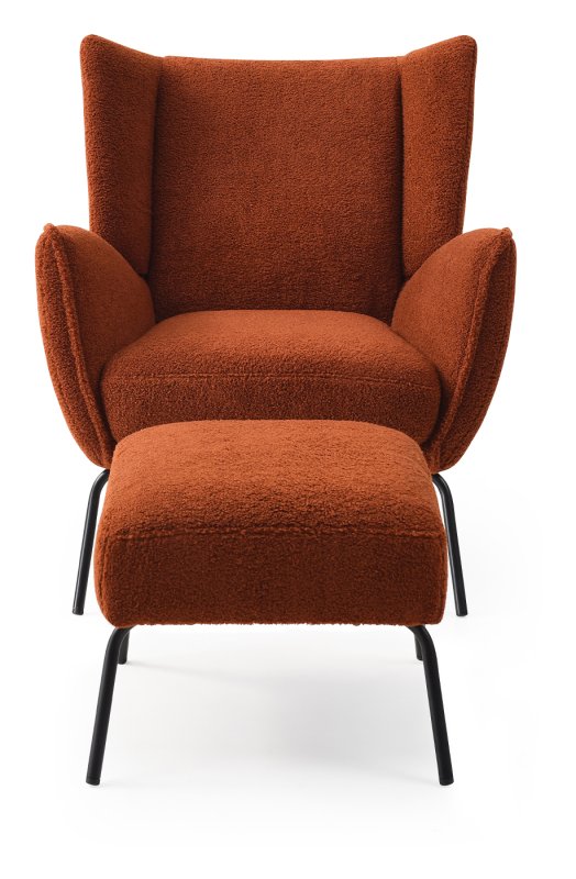 Orange chair best sale and footstool