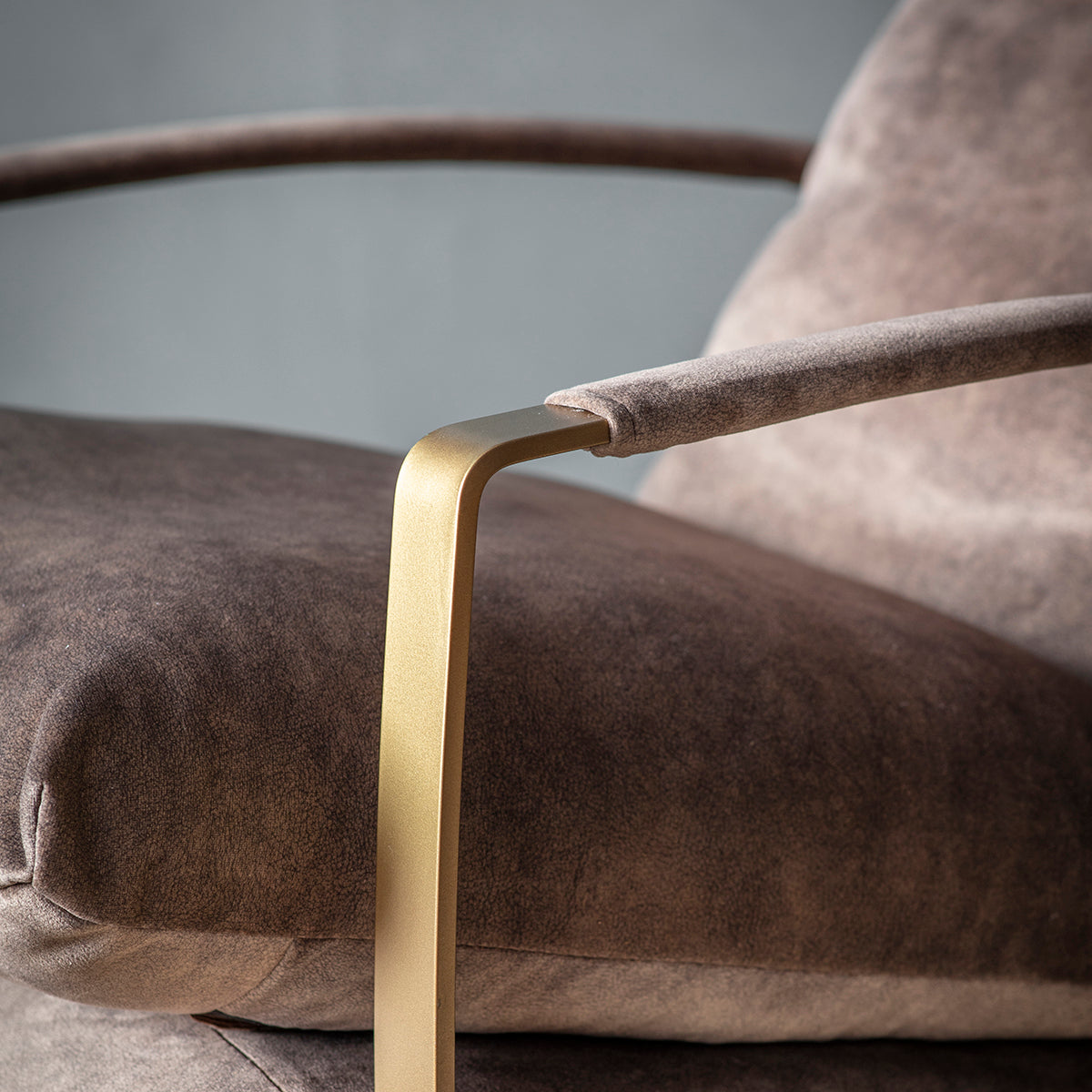 Brown Leather Lounger With Gold Metal Frame