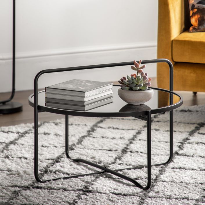 Black Iron Coffee Table With Glass Top