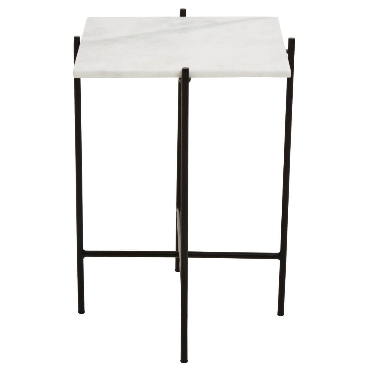 White Marble & Metal Frame Side Table