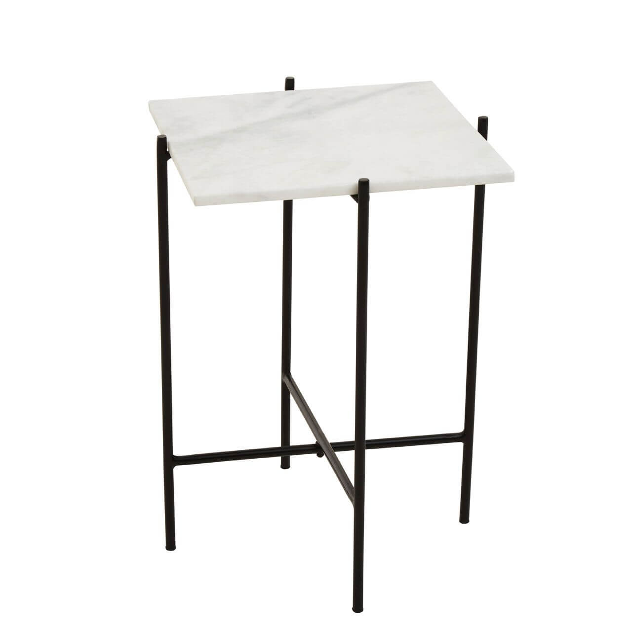 White Marble & Metal Frame Side Table