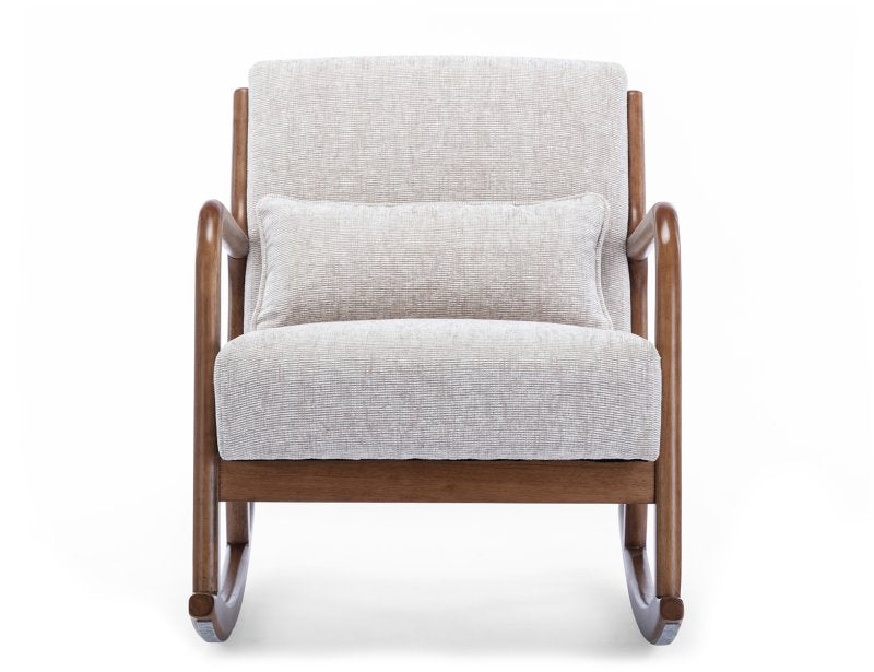 wooden frame natural Chenille Rocking Chair