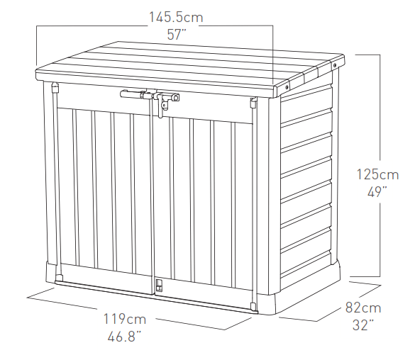 Grey Hideaway Storage box diagram