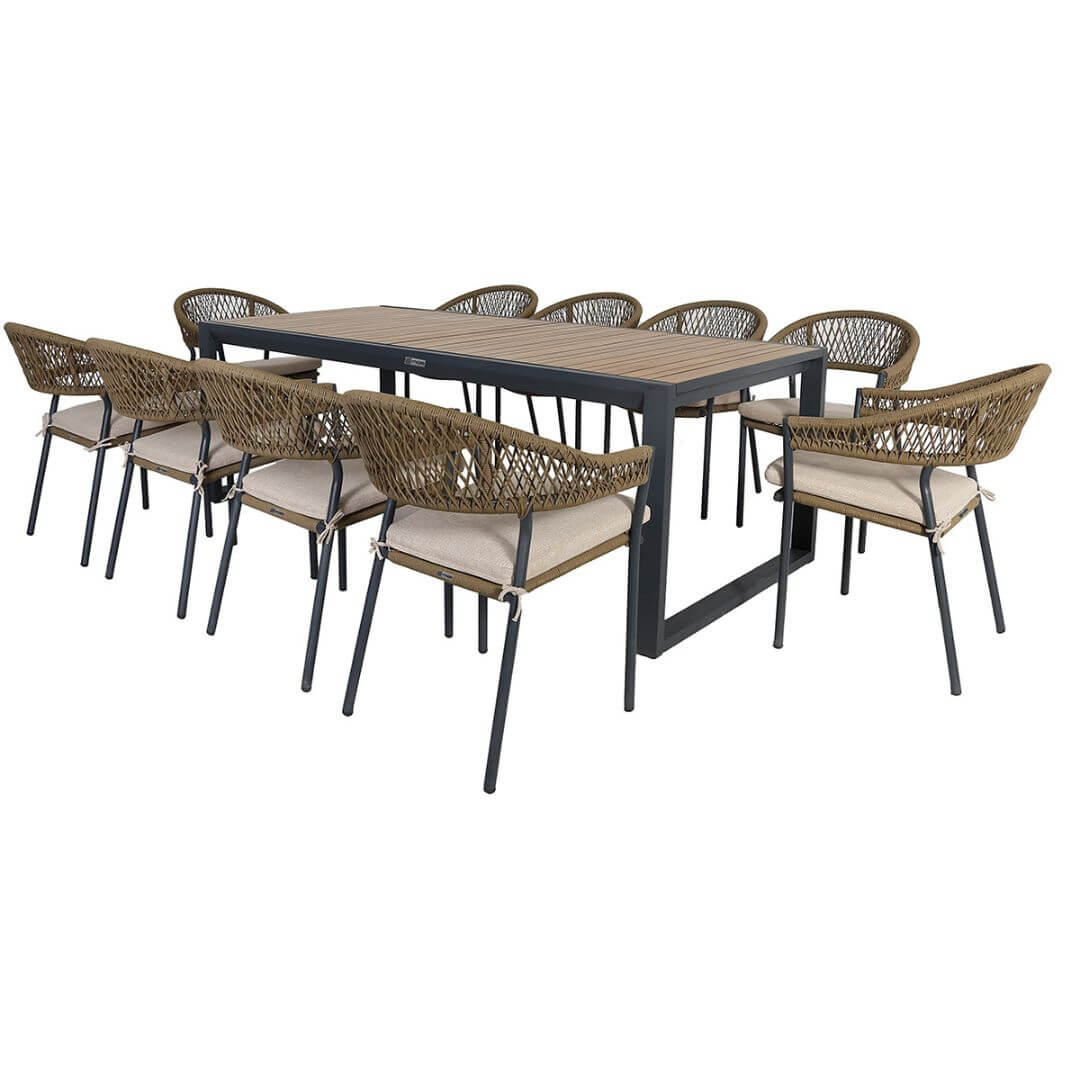 Bali 10 Seat Rectangular Extending Dining Table with Interchangeable Cushion Covers